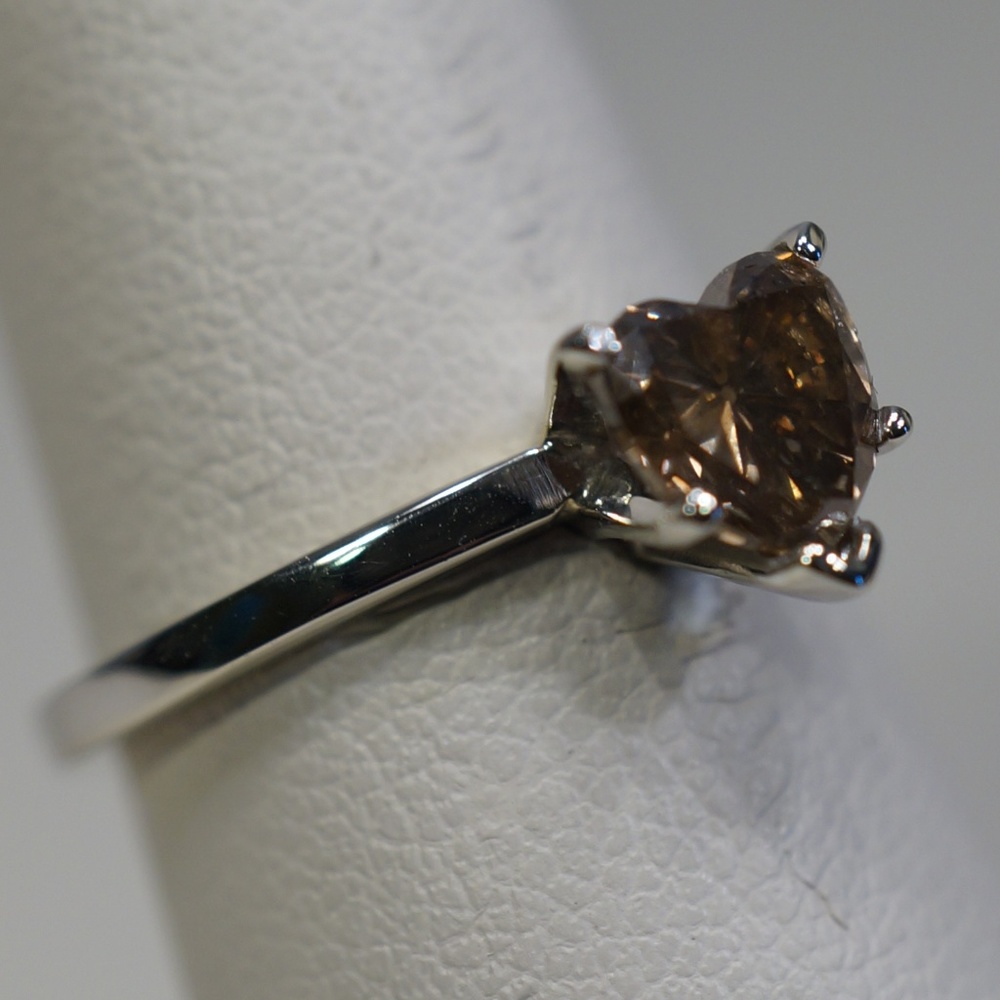 14KW Gold 1.05 Ct. Genuine Chocolate Diamond Ring - Picture 3 of 7
